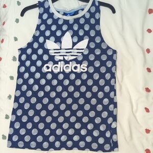 Adidas Blue and White Polka Dot Tank Top